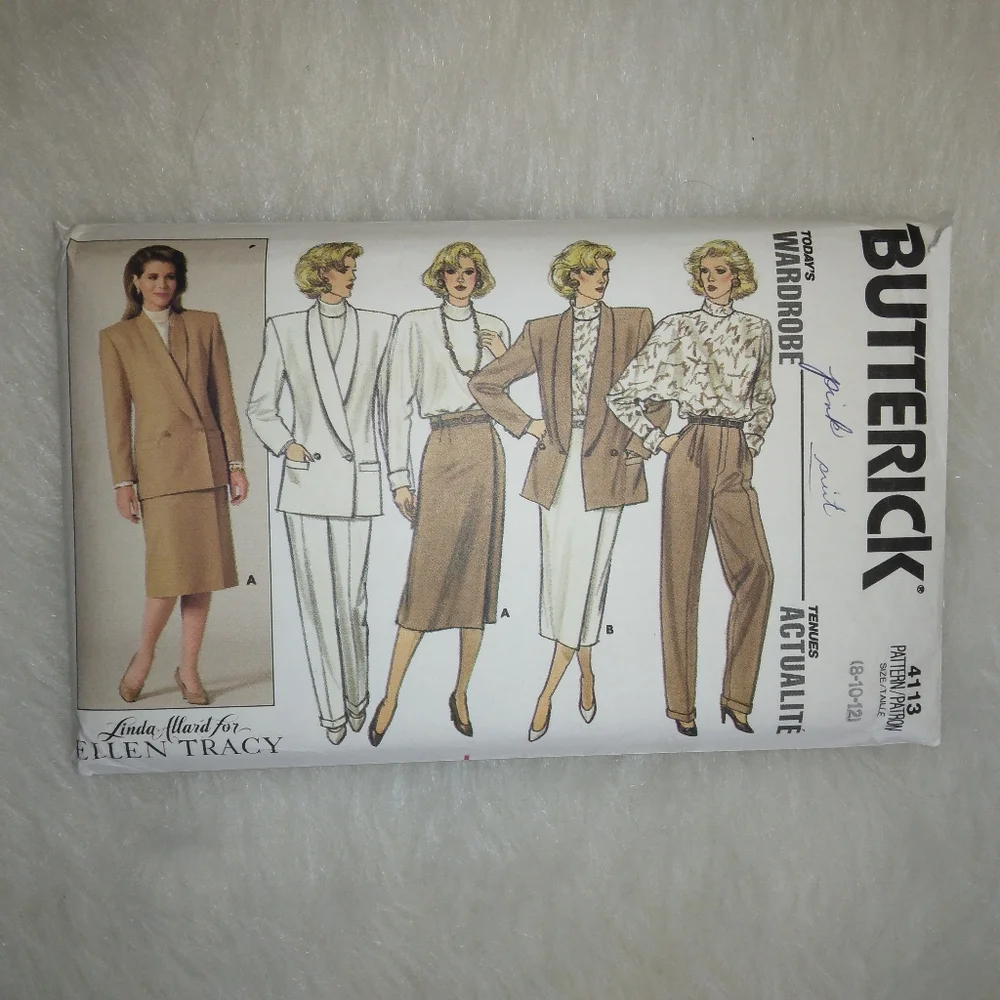 BUTTERICK 4113 Sz 8-12 Misses Professional Wardrobe Jacket Blouse Skirt Pants